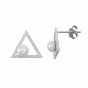 Sterling Silver Open Triangle with FWP Earrings