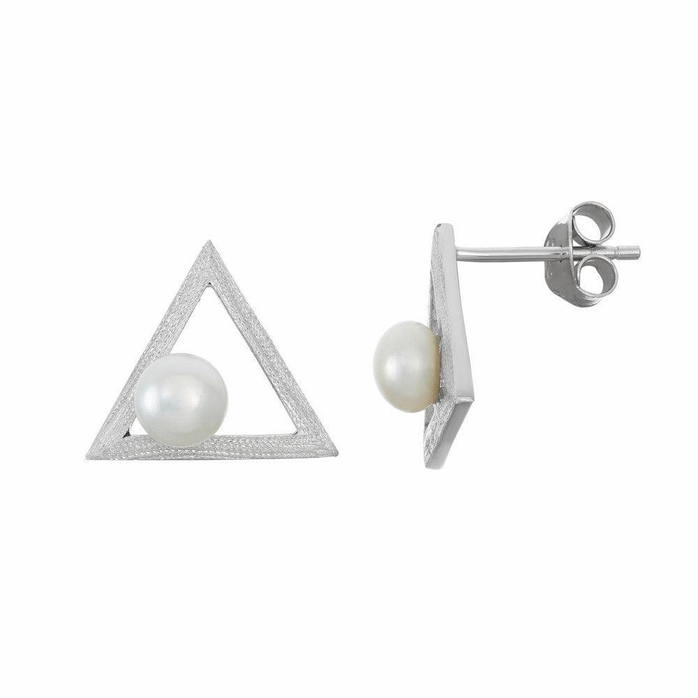 Sterling Silver Open Triangle with FWP Earrings