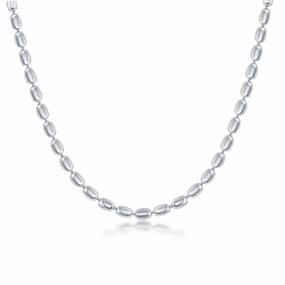 Sterling Silver Oval Bead Chain, 9"