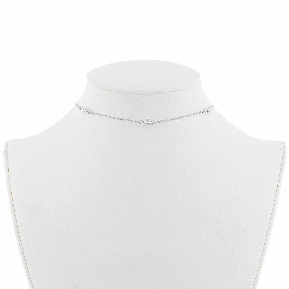 Sterling Silver Oval Bead Choker Necklace