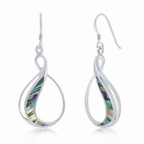 Sterling Silver Pear Shaped Abalone Earrings