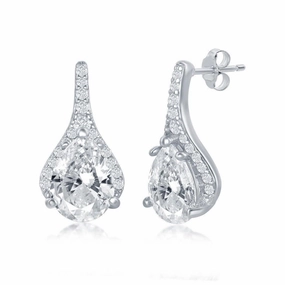 Sterling Silver Pear Shaped CZ Stud Earrings