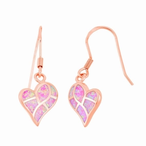 Sterling Silver Pink Inlay Heart Mosaic Earrings