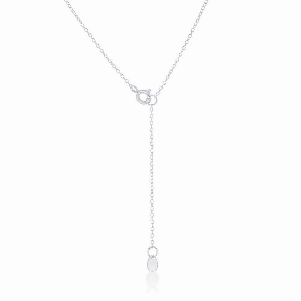 Sterling Silver Pink MOP with CZ Bar Necklace