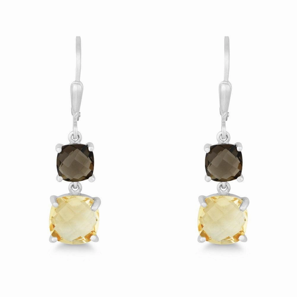 Sterling Silver Prong Set Double Drop Down Earrings