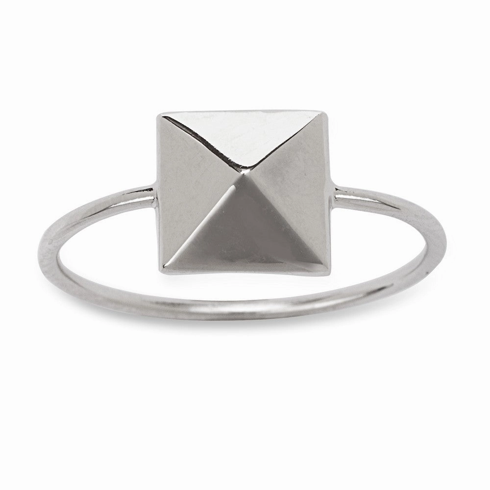Sterling Silver Pyramid Style Square Ring - W-1334