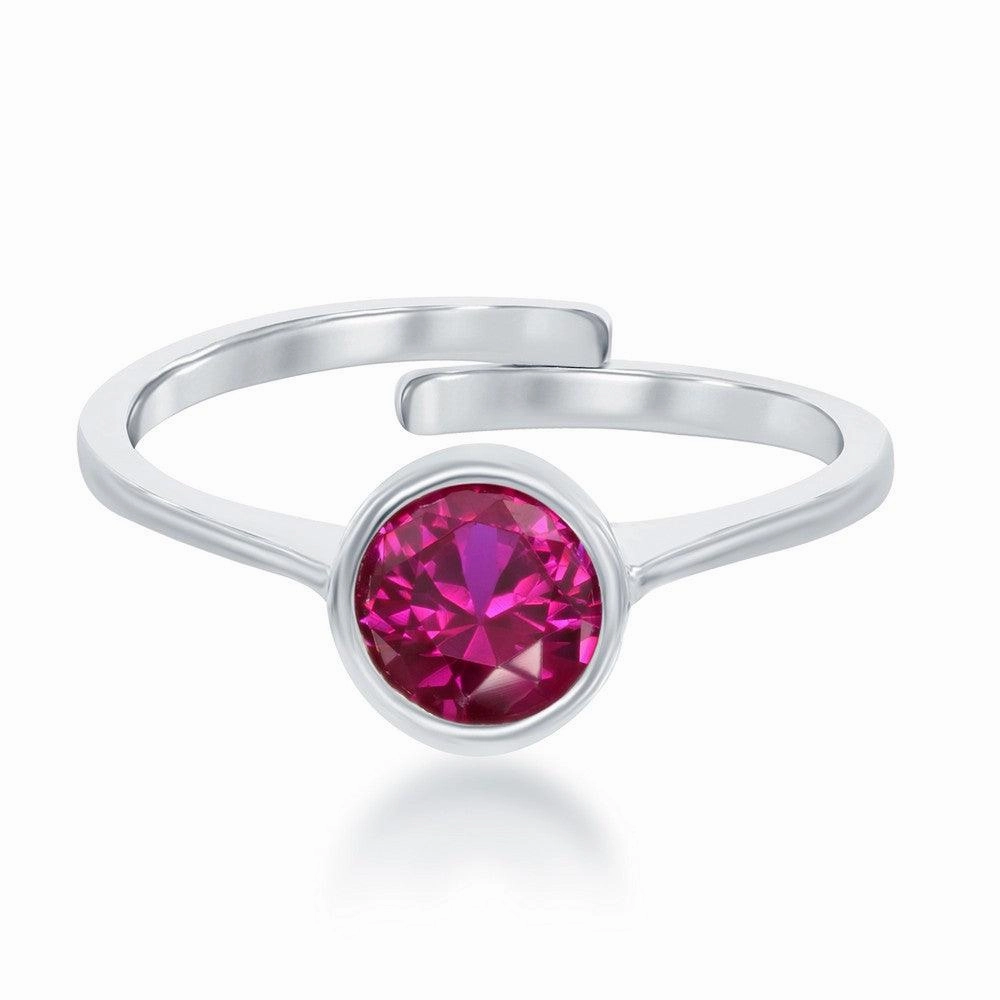 Sterling Silver "July" Ruby Bezel Set Ring