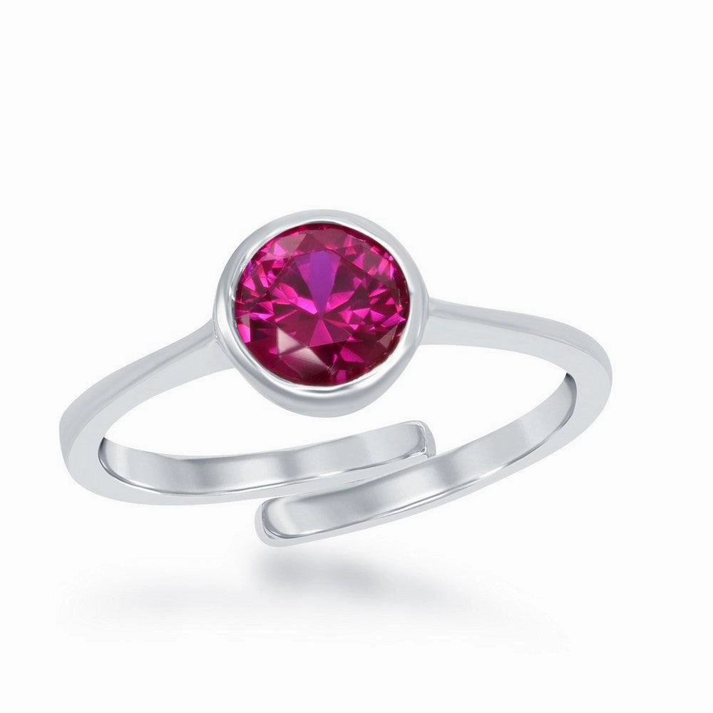 Sterling Silver "July" Ruby Bezel Set Ring