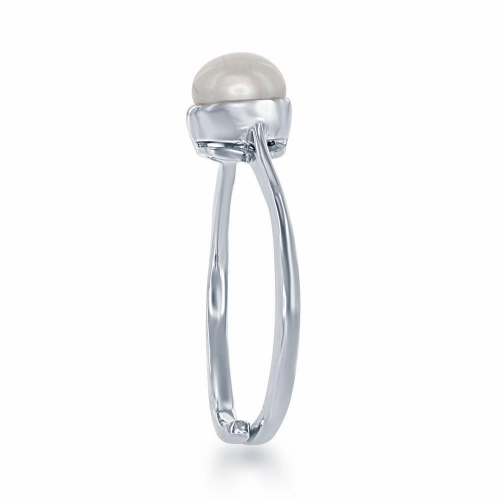 Sterling Silver "June" Pearl Bezel Set Ring