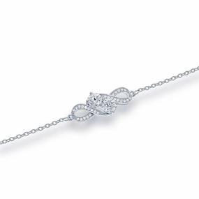 Sterling Silver "Us2gether" Overlapping Two-Stone CZ Bracelet