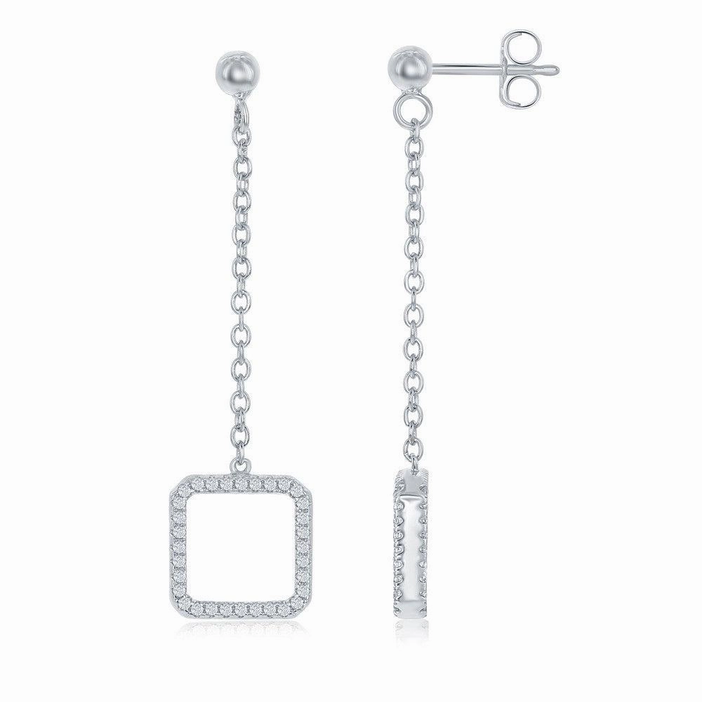 Sterling Silver Reversible Open Square Earrings