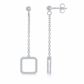 Sterling Silver Reversible Open Square Earrings
