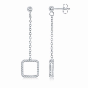 Sterling Silver Reversible Open Square Earrings