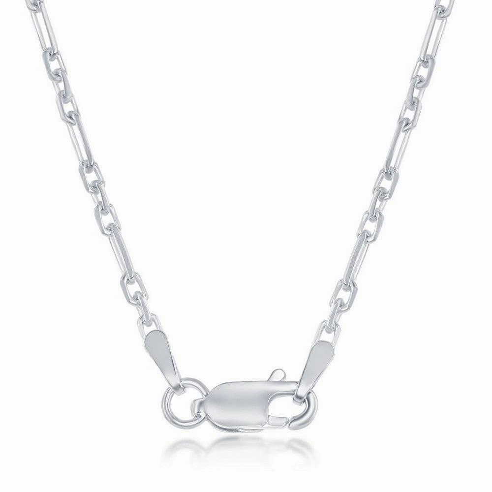 Sterling Silver Rhodium Plated 2mm Anchor Chain, 18"