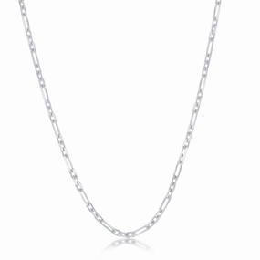 Sterling Silver Rhodium Plated 2mm Anchor Chain, 18"