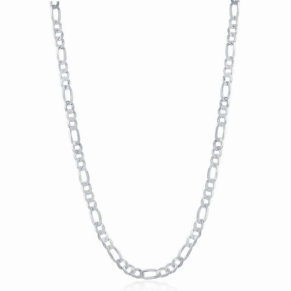 Sterling Silver Rhodium Plated 3.3mm Figaro Chain, 24"