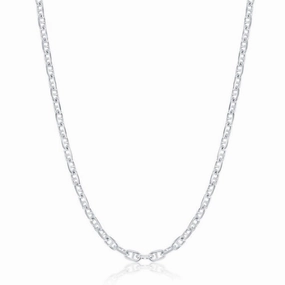 Sterling Silver Rhodium Plated 3.6mm Anchor Marina Chain, 24"