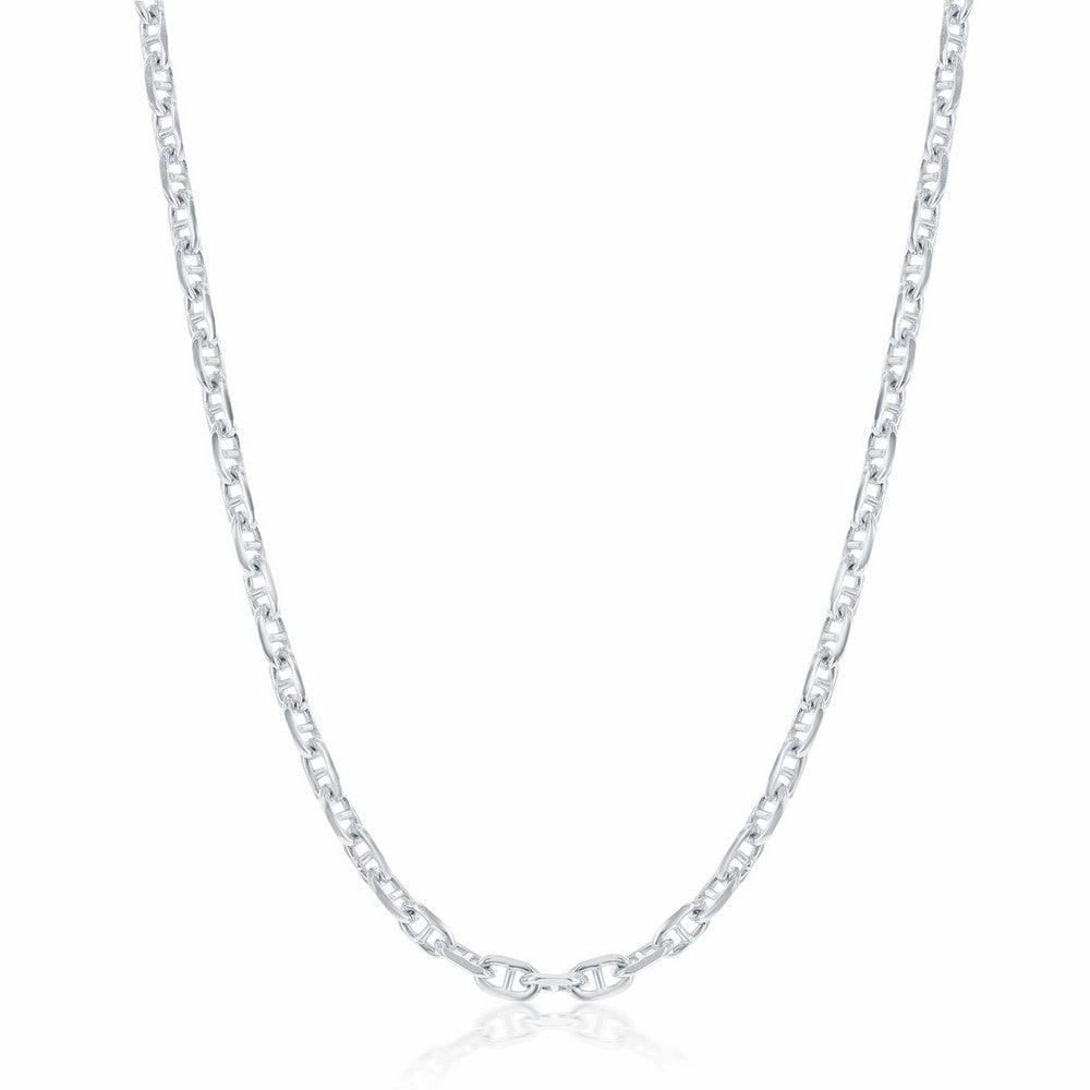 Sterling Silver Rhodium Plated 3.6mm Anchor Marina Chain, 24"