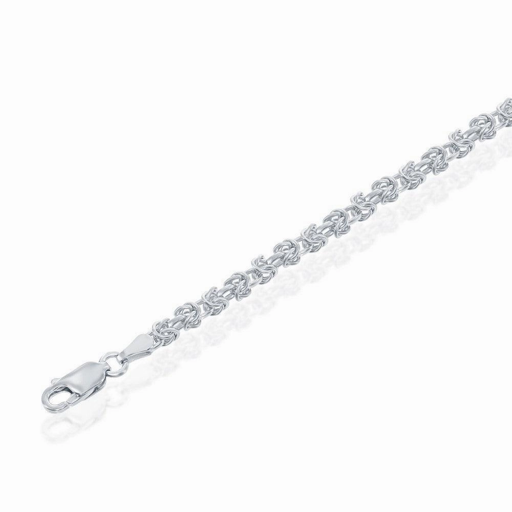 Sterling Silver Rhodium Plated 3mm Open Byzantine Chain, 24"