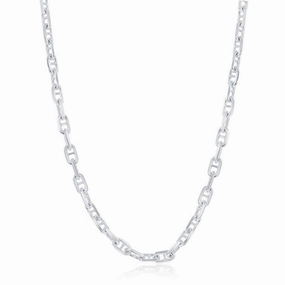 Sterling Silver Rhodium Plated 4.6mm Anchor Marina Chain, 20"