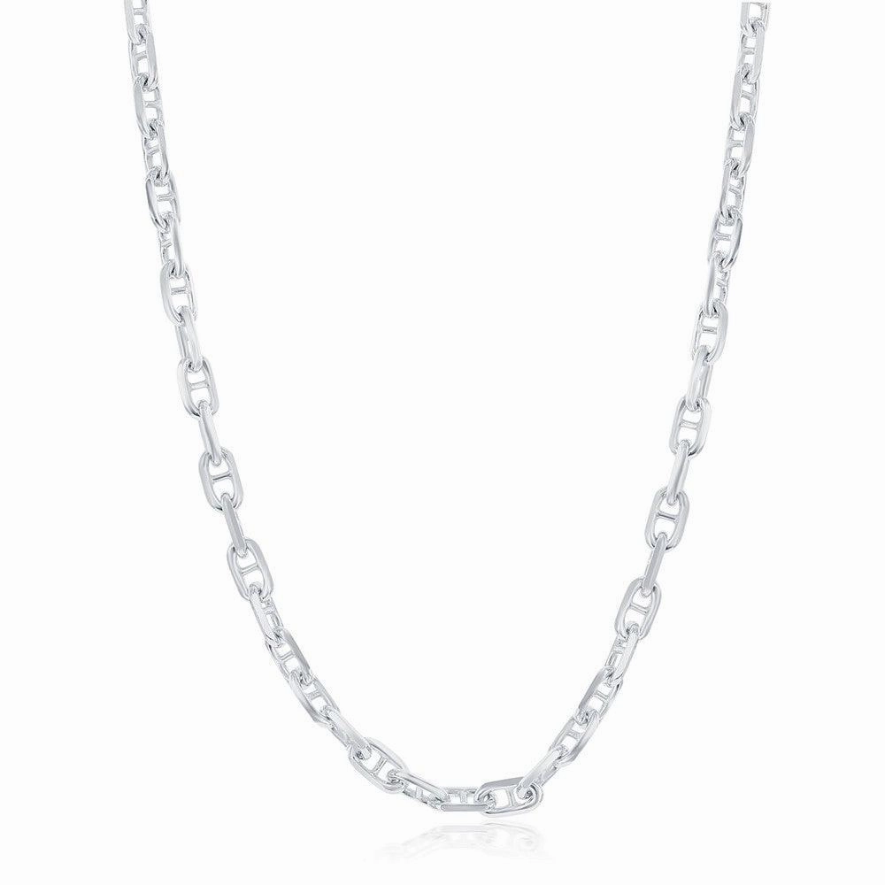 Sterling Silver Rhodium Plated 4.6mm Anchor Marina Chain, 20"