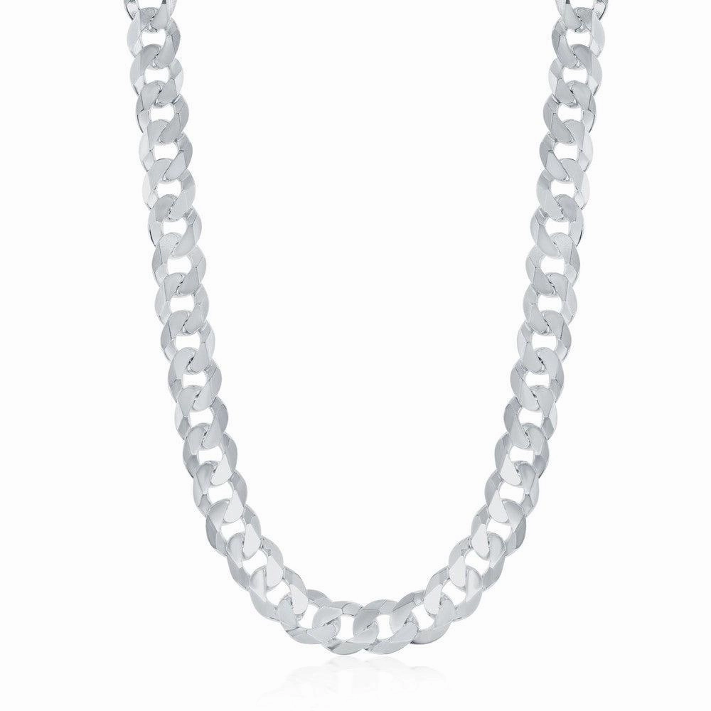 Sterling Silver Rhodium Plated 6.25mm Cuban Chain, 18"