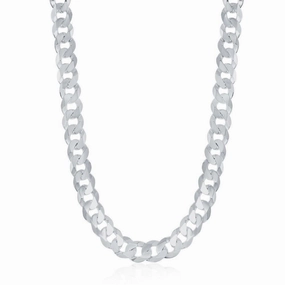 Sterling Silver Rhodium Plated 6.25mm Cuban Chain, 18"