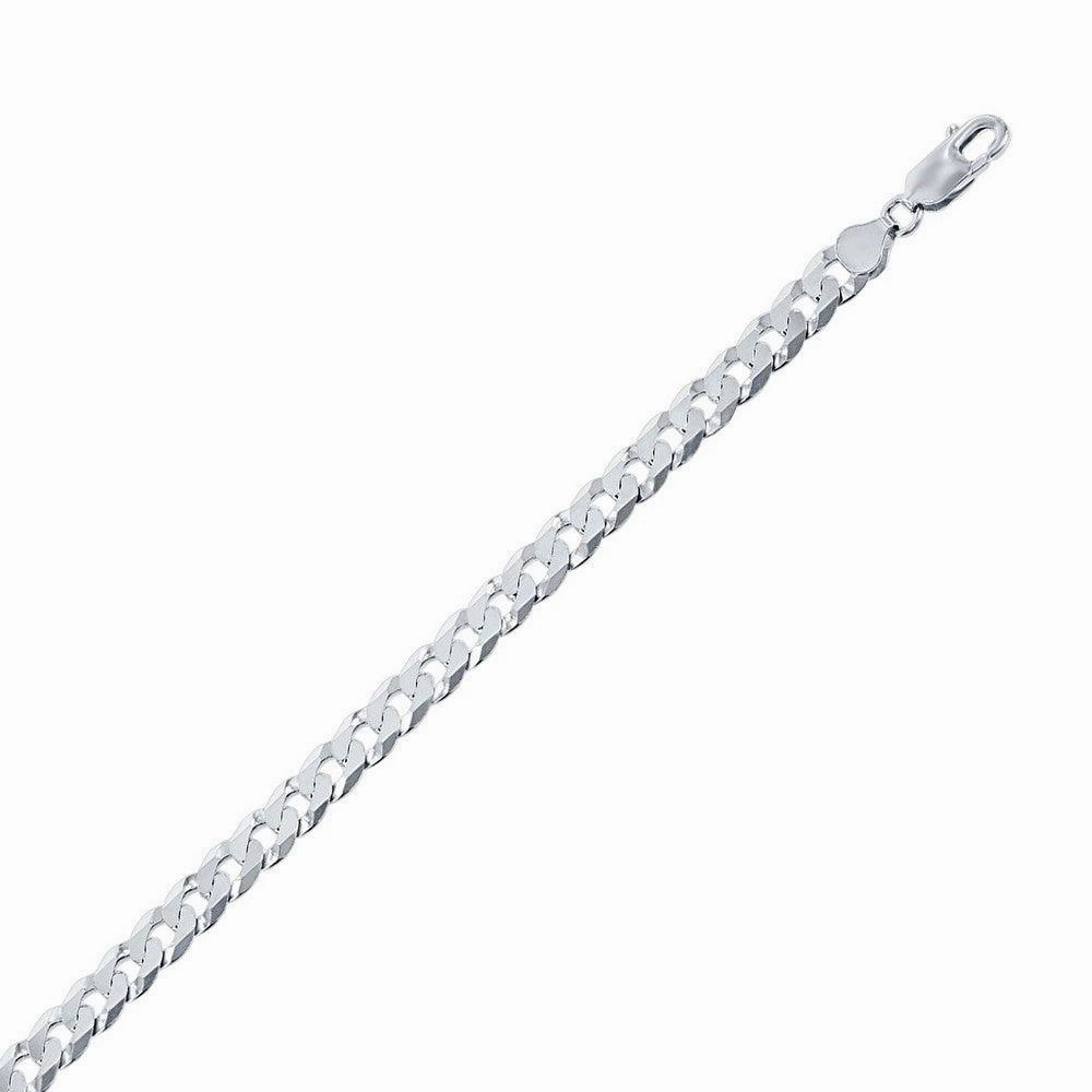 Sterling Silver Rhodium Plated 6.25mm Cuban Chain, 18"