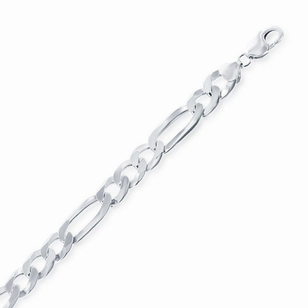 Sterling Silver Rhodium Plated 7.5mm Figaro Chain, 8