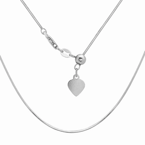 Sterling Silver Rhodium Plated Adjustable Square Snake Chain