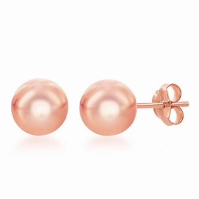Sterling Silver Rose Gold 10mm Bead Earrings