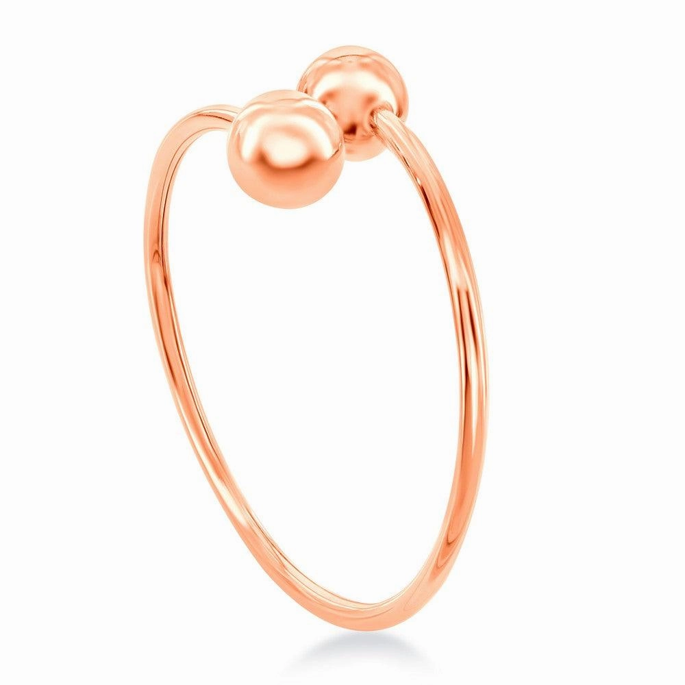 Sterling Silver Rose Gold Plated 12mm Twin Bead Bangle