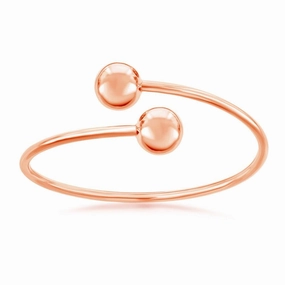 Sterling Silver Rose Gold Plated 12mm Twin Bead Bangle