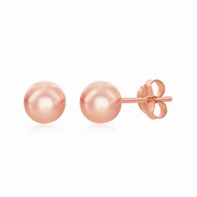 Sterling Silver Rose Gold Plated 6mm Bead Earrings