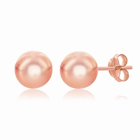 Sterling Silver Rose Gold Plated 8mm Bead Earrings
