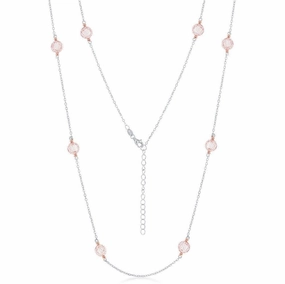 Sterling Silver Rose Gold Plated CZ By The Yard Necklace