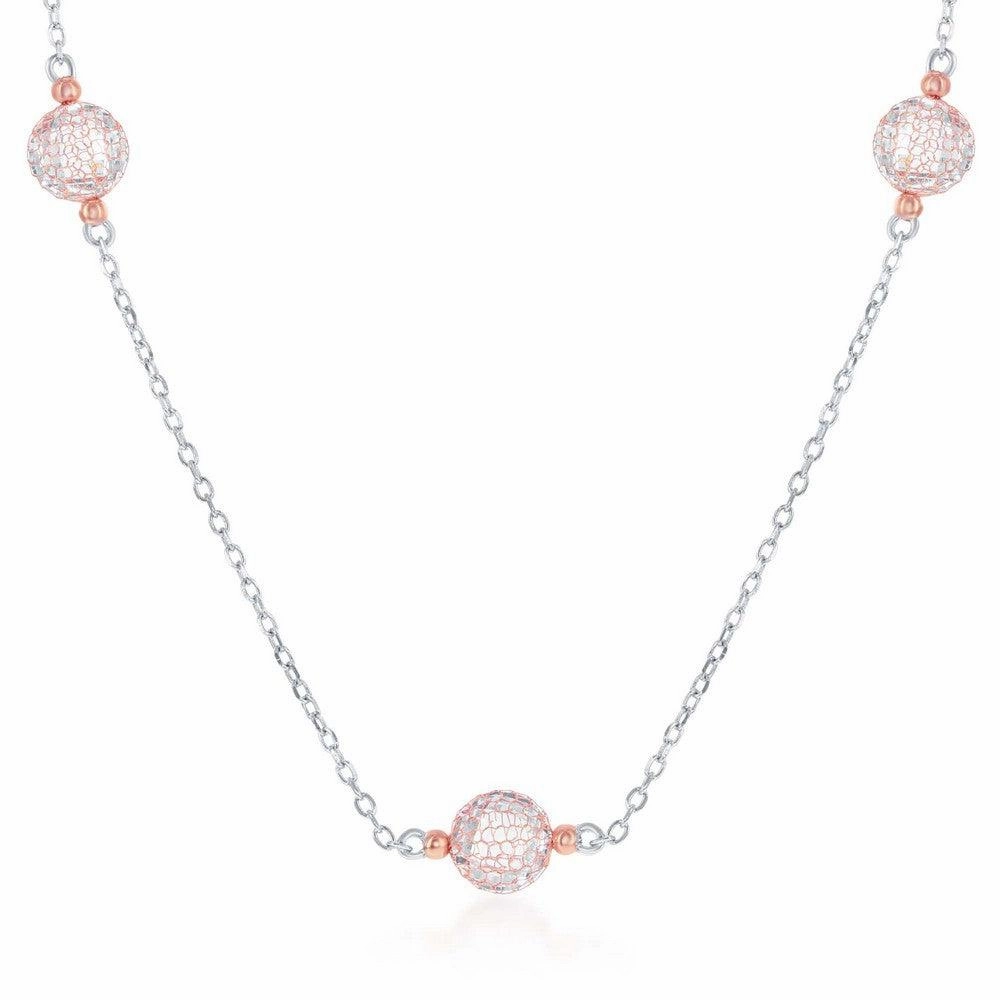 Sterling Silver Rose Gold Plated CZ By The Yard Necklace