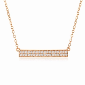 Sterling Silver Rose Gold Plated Double Row Bar Necklace