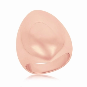 Sterling Silver Rose Gold Plated Large Oval Ring, Size 9