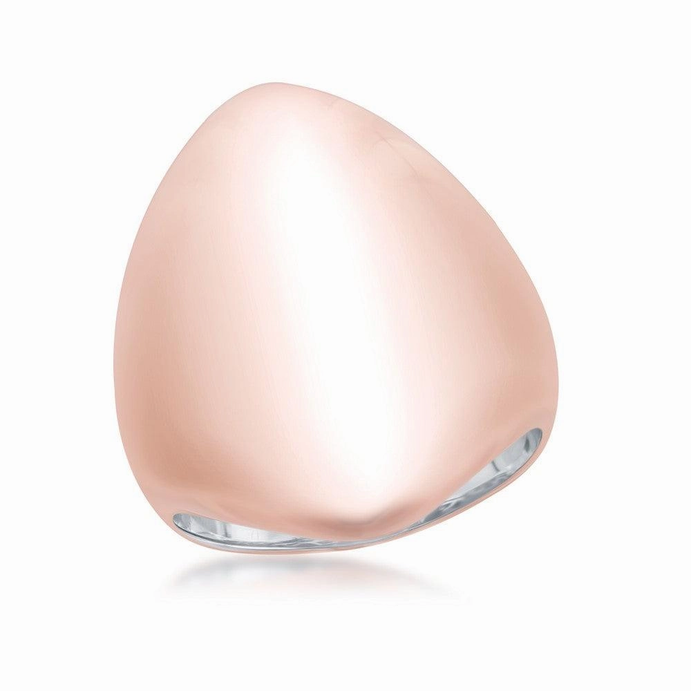 Sterling Silver Rose Gold Plated Large Oval Ring, Size 9