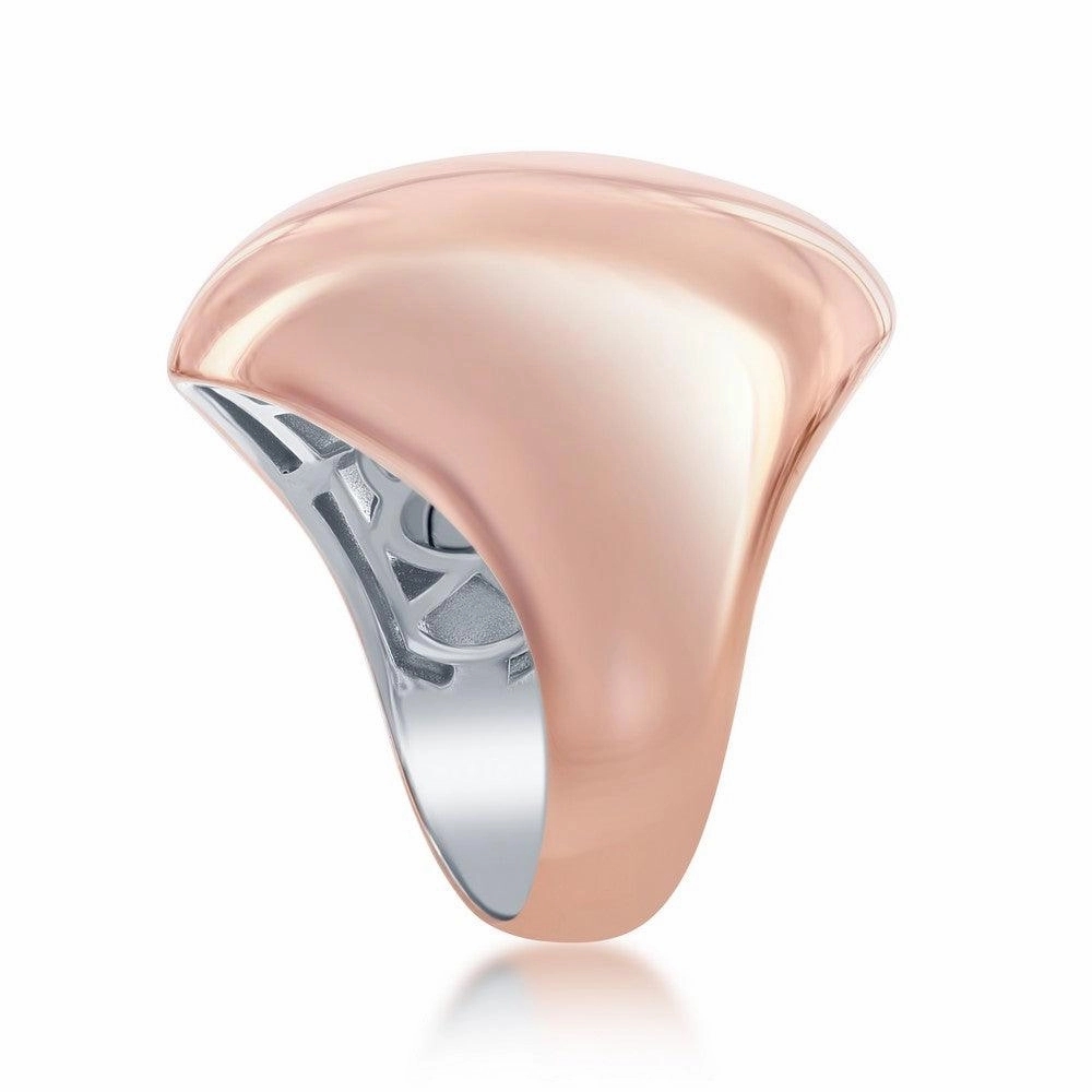 Sterling Silver Rose Gold Plated Large Oval Ring, Size 9