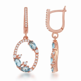 Sterling Silver Rose Gold Plated Open Oval Earrings