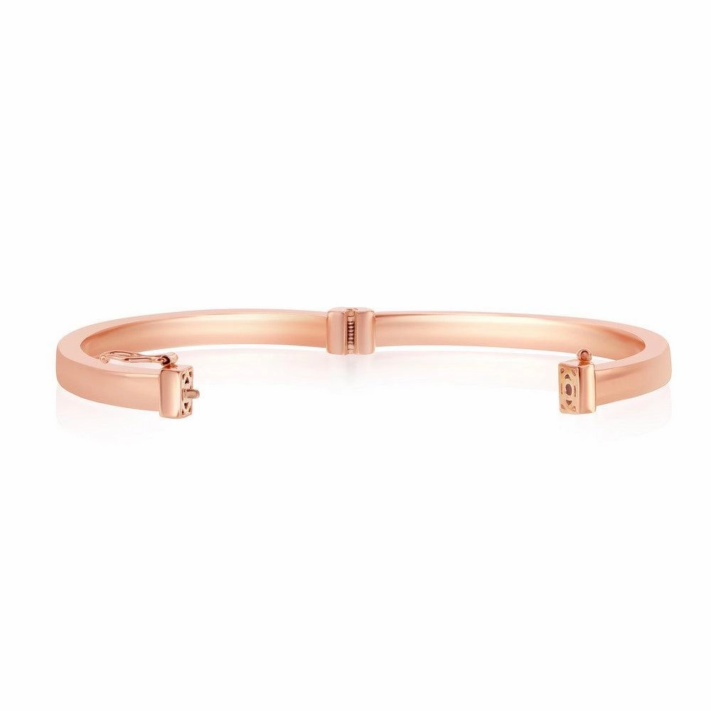 Sterling Silver Rose Gold Plated Plain Hinged Bangle