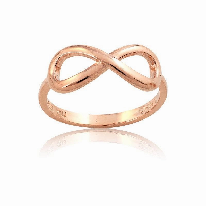 Sterling Silver Rose GP Infinity Ring, Size 5