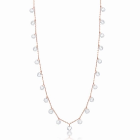 Sterling Silver Rose GP Linked Cubic Zirconia Necklace