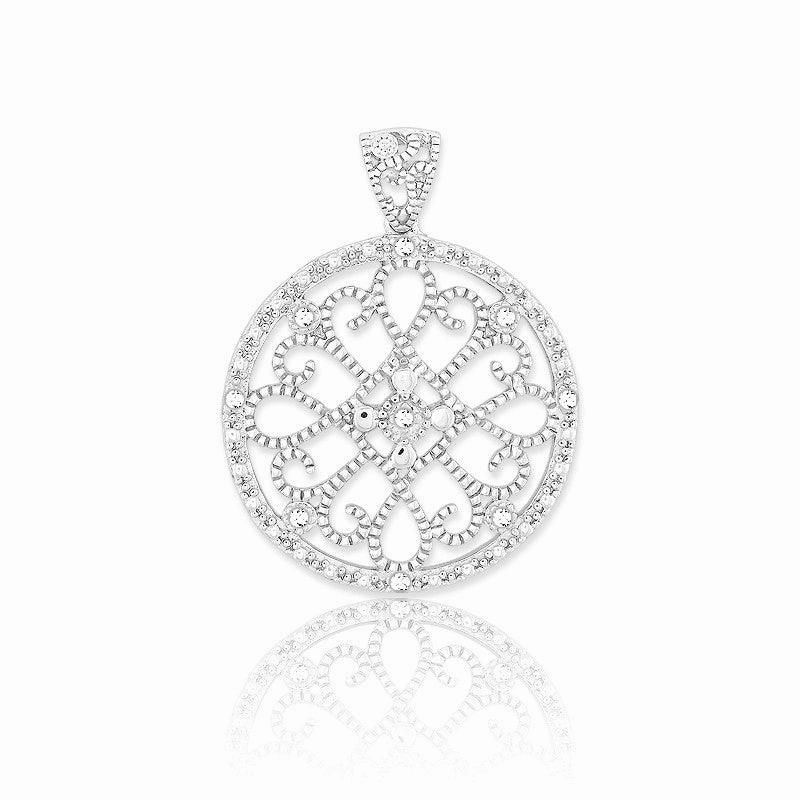 Sterling Silver Round Diamond Pendant Chain