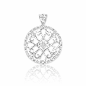 Sterling Silver Round Diamond Pendant Chain