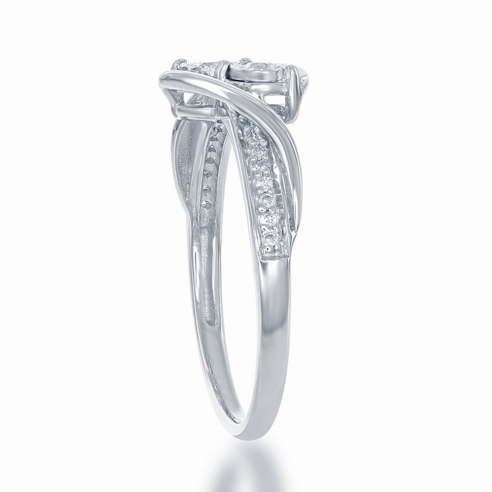 Sterling Silver Round Two Stone Diamond Ring - DIW-1686