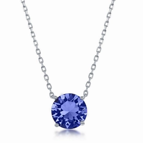 Sterling Silver Sapphire "September" Swarovski Element Necklace