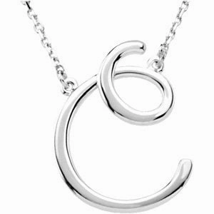 Sterling Silver Script Initial A 16" Necklace